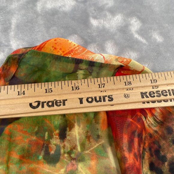 Chico's Top Womens 3 Multicolor Cheetah Floral Summer Surprise Mesh Overlay - Picture 12 of 16